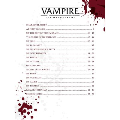 The Masquerade 5Th Edition Roleplaying Game Expanded Character Sheet Journal Image 2
