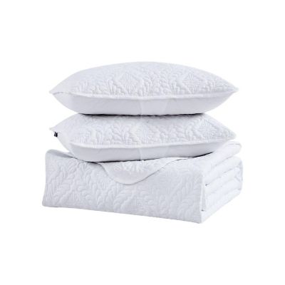 The Nesting Company Ivy 3 Piece Bedspread Set with Scalloped Edge King Size White) Image 3