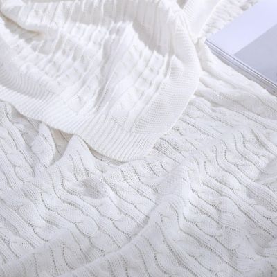 The Nesting Company Oak 100% Cotton Cable Knit Collection Throw in White, Luxuriously Soft 100% Cotton 50"x70" Throw Blanket, Machine Washable Image 1