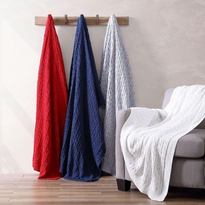 The Nesting Company Oak 100% Cotton Cable Knit Collection Throw in White, Luxuriously Soft 100% Cotton 50"x70" Throw Blanket, Machine Washable Image 2