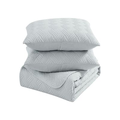 The Nesting Company Willow Bedding Collection Embossed King Size Quilt Coverlet 3 Piece Set with 2 Pillow Shams in Gray Image 3