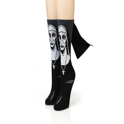 The Nun Athletic Crew Socks with 3D Print - Breathable Black Tube Socks - 1 Pair Image 1