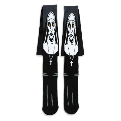 The Nun Athletic Crew Socks with 3D Print - Breathable Black Tube Socks - 1 Pair Image 2