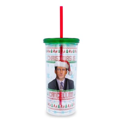 The Office "Christmas Is Cancelled" Carnival Cup With Lid and Straw  Holds 20 Ounces Image 1