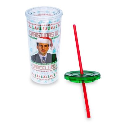 The Office "Christmas Is Cancelled" Carnival Cup With Lid and Straw  Holds 20 Ounces Image 2