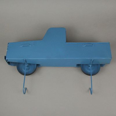 Things2Die4 Blue Metal Vintage Truck Wall Hook Rack Decorative Key Coat Holder Towel Hanger Image 2