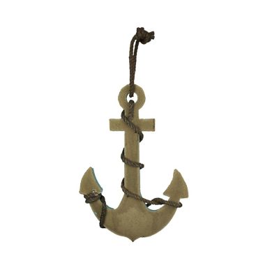 Things2Die4 Coastal Blue Ship's Anchor Nautical Wall Hanging Rope Accents 18.25 Inches High Image 2