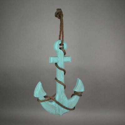 Things2Die4 Coastal Blue Ship's Anchor Nautical Wall Hanging Rope Accents 18.25 Inches High Image 3
