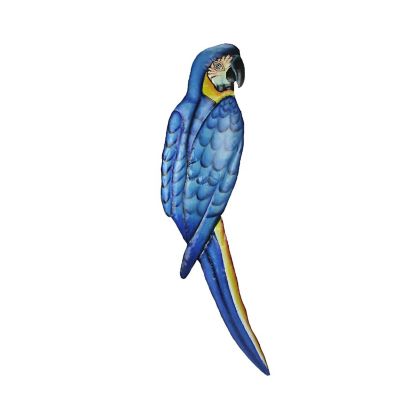 Things2Die4 Hand Painted Blue Macaw Recycled Steel Wall Hanging 35 Inches High Image 1