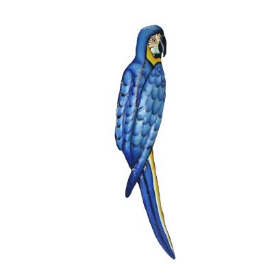 Things2Die4 Hand Painted Blue Macaw Recycled Steel Wall Hanging 35 Inches High Image 1