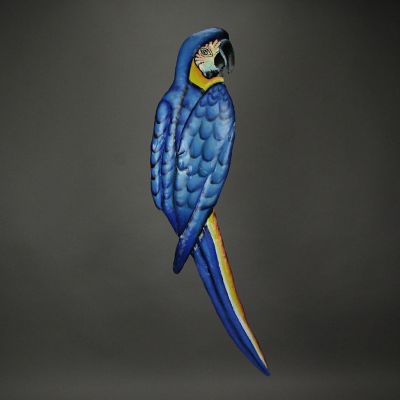 Things2Die4 Hand Painted Blue Macaw Recycled Steel Wall Hanging 35 Inches High Image 3