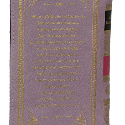 Things2Die4 Lavender & Black Alice In Wonderland Book Wallet ID Holder Snap Close Fashion Wristlet Image 1