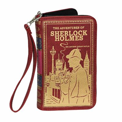 Things2Die4 Red and Gold Sherlock Holmes Book Wallet ID Holder Snap Close Fashion Wristlet Image 1