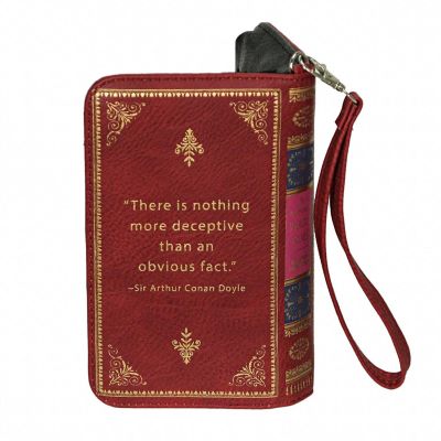 Things2Die4 Red and Gold Sherlock Holmes Book Wallet ID Holder Snap Close Fashion Wristlet Image 1