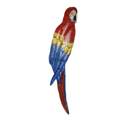 Things2Die4 Set of 2 Hand Painted Blue and Scarlet Macaw Bird Recycled Metal Wall Hangings 35 Inches High Image 1