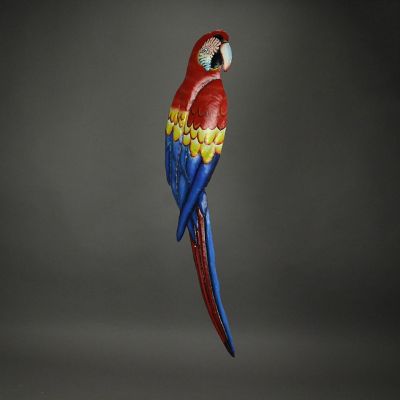 Things2Die4 Set of 2 Hand Painted Blue and Scarlet Macaw Bird Recycled Metal Wall Hangings 35 Inches High Image 3