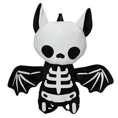 Things2Die4 Spooky Skeleton Bat Plush Backpack Black Polyester Gothic Animal Fashion Bag Image 1