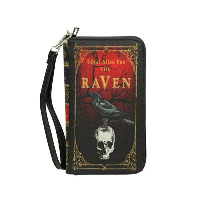 Things2Die4 The Raven Book-Style Wallet with ID Holder - Snap Closure - Fashionable Wristlet Strap for Horror Enthusiasts - Gothic Style Image 1