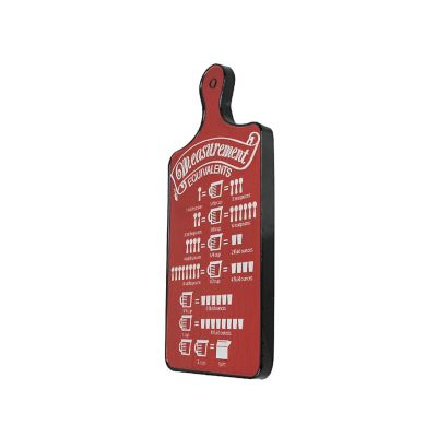 Things2Die4 Vintage Look Measurement Conversion Chart Cutting Board Shaped Metal Wall Hanging for Cooking or Baking 22 Inches High Red and White Image 1