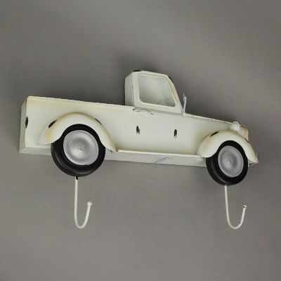 Things2Die4 White Metal Vintage Truck Wall Hook Rack Decorative Key Coat Holder Towel Hanger Image 1