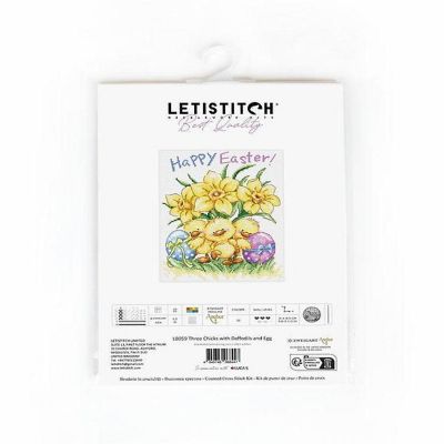 Three Chicks with Daffodils and Egg L8059 LetiStitch Counted Cross Stitch Kit Image 1