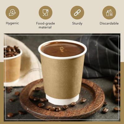 Three Leaf 12 Oz. Disposable Paper Hot Cups, (Brown) 500 Ct. Image 2