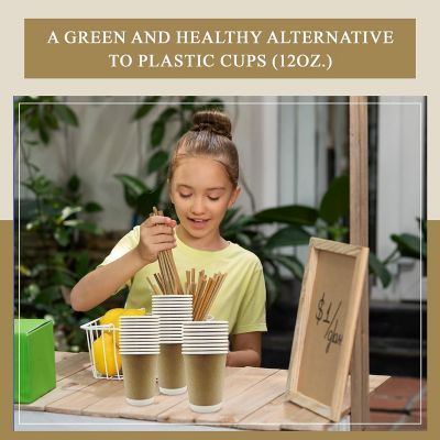 Three Leaf 12 Oz. Disposable Paper Hot Cups, (Brown) 500 Ct. Image 3