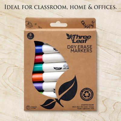Three Leaf Dry Erase Marker 8 Pack , Assorted, Chisel Tip, Pack of 72 Image 3