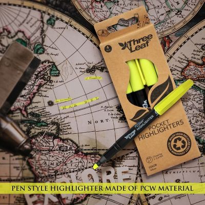 Three Leaf Highlighter 4 Pack , Yellow , Chisel Tip, Pack of 72 Image 2