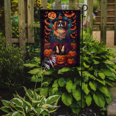 Tibetan Spaniel Witchy Halloween Garden Flag Image 1