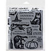 Tim Holtz Cling Stamps 7"X8.5"-Snarky Cat Halloween Image 1
