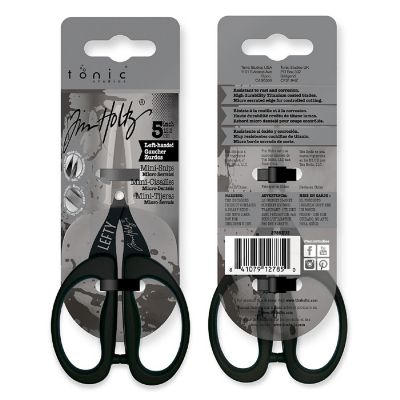 Tim Holtz Non-Stick Titanium Micro Serrated Mini Snips 5"-Left-Handed Image 1