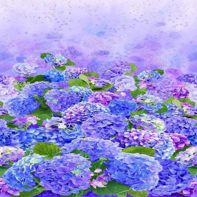 Timeless Treasures Hydrangea Bliss Panel 23 x 44 inches Cotton Fabric BTY Image 1