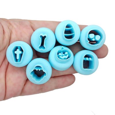 Tiny Halloween Clay Cutters for Stud Earrings, Ghost Skull Pumpkin, 7 pcs Image 1
