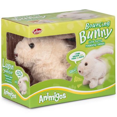 Tobar: Animigos Bouncing Bunny - White, Hops &amp; Snuffles Nose, Interactive Toy Image 1