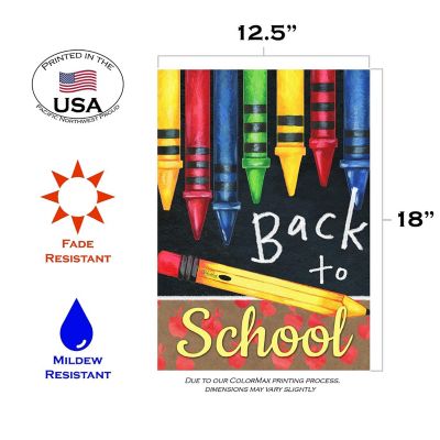 Toland Home Garden 12.5" x 18" Back to School Crayons Garden Flag Image 1