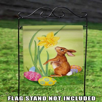 Toland Home Garden 12.5" x 18" Bunny Daffodil Garden Flag Image 2