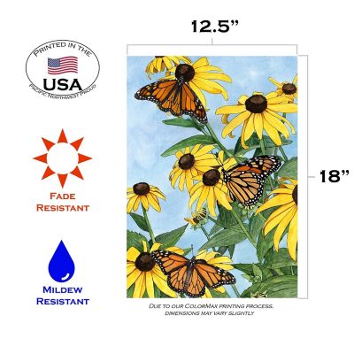 Toland Home Garden 12.5" x 18" Coneflowers and Monarchs Garden Flag Image 1