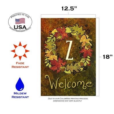 Toland Home Garden 12.5" x 18" Fall Wreath Monogram Z Garden Flag Image 1