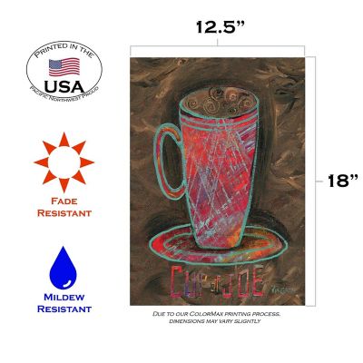 Toland Home Garden 12.5" x 18" Oil Pastel Cup Of Joe Garden Flag Image 1