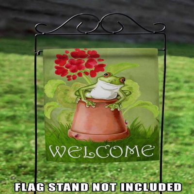 Toland Home Garden 12.5" x 18" Potted Frog Garden Flag Image 2