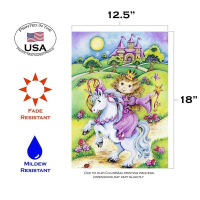 Toland Home Garden 12.5" x 18" Princess Unicorn Garden Flag Image 1