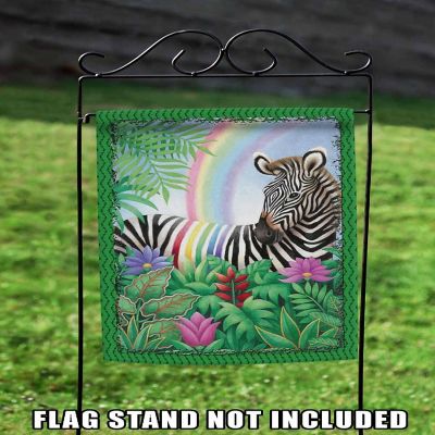 Toland Home Garden 12.5" x 18" Rainbow Stripe Zebra Garden Flag Image 2