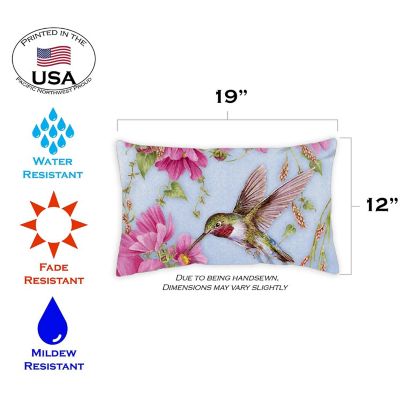 Toland Home Garden 12" x 19" Hummingbirds with Pink 12 x 19 Inch Indoor/Outdoor Pillow Case Image 1