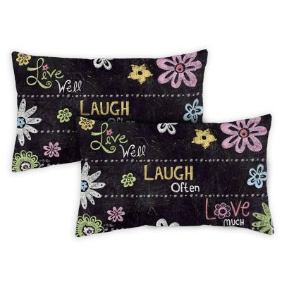 Toland Home Garden 12" x 19" Live Laugh Love Chalkboard 12 x 19 Inch Indoor/Outdoor Pillow Case Image 1