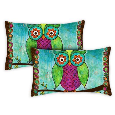 Toland Home Garden 12" x 19" Rainbow Owl 12 x 19 Inch Indoor/Outdoor Pillow Case Image 1