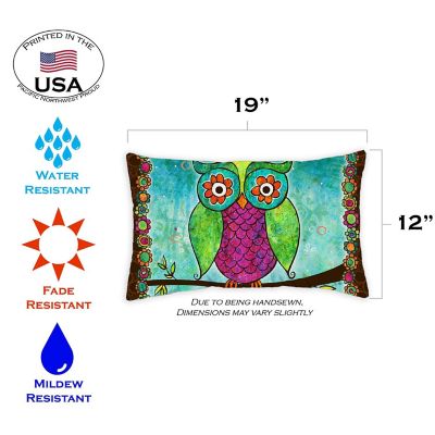 Toland Home Garden 12" x 19" Rainbow Owl 12 x 19 Inch Indoor/Outdoor Pillow Case Image 1