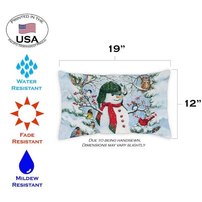 Toland Home Garden 12" x 19" Woodland Snowman 12 x 19 Inch Indoor/Outdoor Pillow Case Image 1