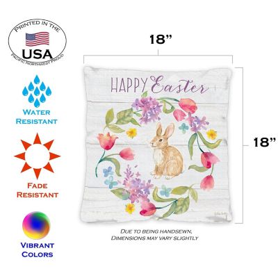 Toland Home Garden 18" x 18" Easter Bunny Wreath 18 x 18 Inch Indoor/Outdoor Pillow Case Image 1
