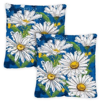 Toland Home Garden 18" x 18" Painted Daisies 18 x 18 Inch Indoor/Outdoor Pillow Case Image 1